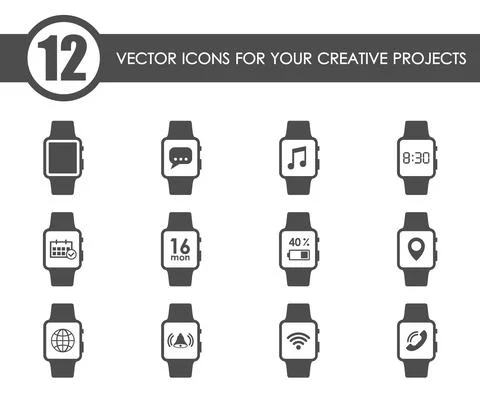 Smart watch web icons Stock Illustration