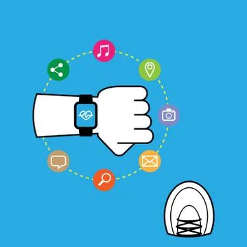 Smart watch while running Stock Illustration