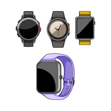 Smart watches modern digital technology device collection Stock Illustration