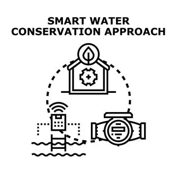 Smart water conservation approach icon vector concept Stock Illustration