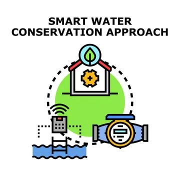 Smart water conservation approach icon vector concept Stock Illustration