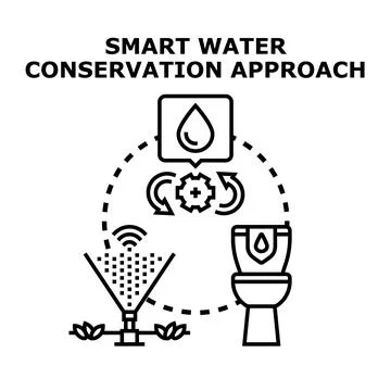 Smart water conservation approach managing resources efficiently Stock Illustration