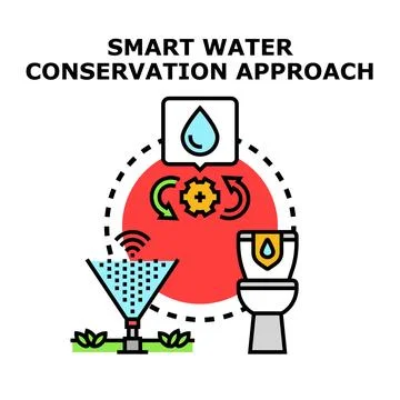 Smart water conservation approach managing resources efficiently Stock Illustration