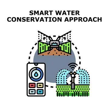 Smart water conservation approach using modern irrigation technology Stock Illustration