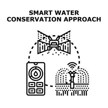Smart water conservation approach using modern irrigation technology Stock Illustration