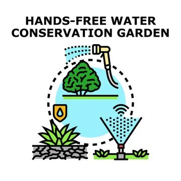 Smart water conservation garden using automated irrigation system Stock Illustration
