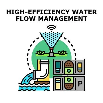 Smart water flow management and conservation system Illustrazione stock