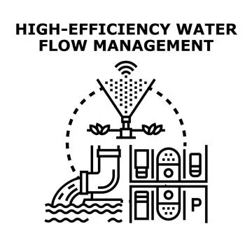 Smart water flow management and conservation system Stock Illustration