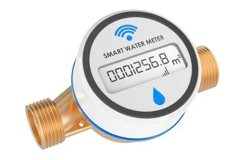 Smart water meter with digital display. 3D rendering Stock Illustration