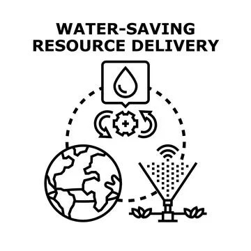 Smart water saving resource delivery concept for irrigation Stock Illustration