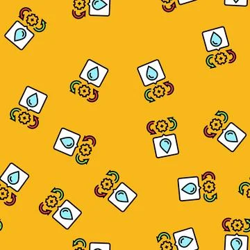 Smart water usage water saving vector seamless pattern Stock Illustration