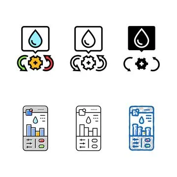 Smart water usage water saving color icon variety vector Stock Illustration