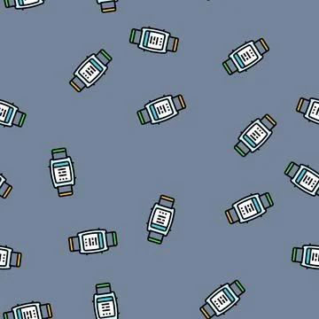 Smart wearable device deep learning vector seamless pattern Stock Illustration