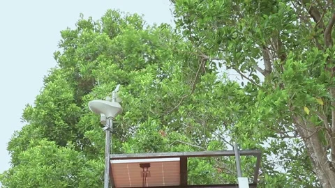 Smart Weather Station Device with Anemometer Wind Sensor and Solar Panel Stock-Footage 337443276