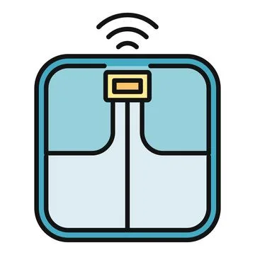 Smart weight scale sending wireless health data Stock Illustration