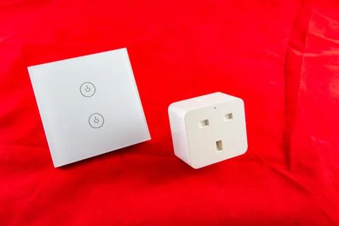 Smart Wi-Fi switch with support for control via mobile  phone application Stock Photos