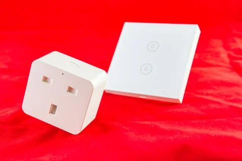 Smart Wi-Fi switch with support for control via mobile  phone application Stock Photos
