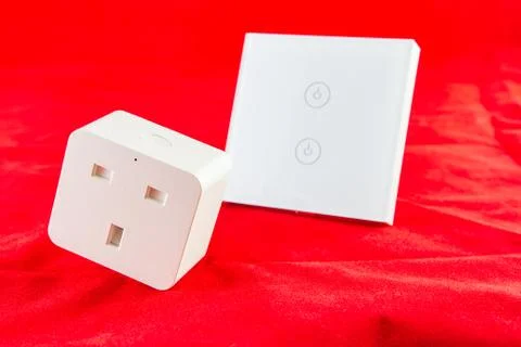 Smart Wi-Fi switch with support for control via mobile  phone application Stock Photos