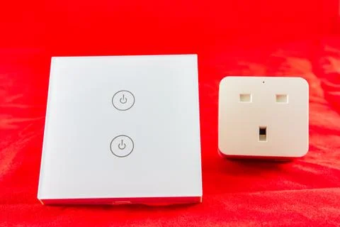 Smart Wi-Fi switch with support for control via mobile  phone application Stock Photos