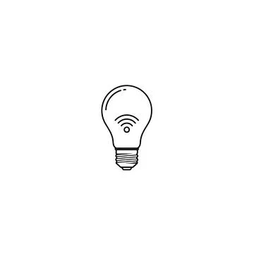 Smart wifi connected light bulb icon - modern technology vector graphic Stock Illustration