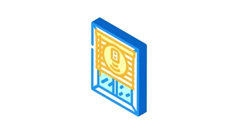 Smart window blinds home isometric icon animation Stock Footage 327290416