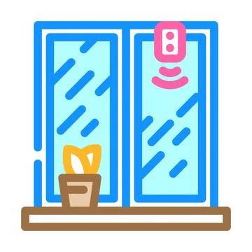 Smart window sensor home color icon vector illustration Stockillustratie