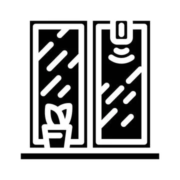 Smart window sensor home glyph icon vector illustration Stockillustratie