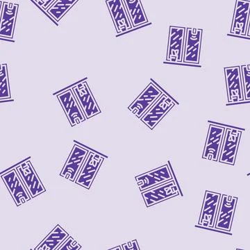 Smart window sensor home glyph vector seamless pattern Stock Illustration