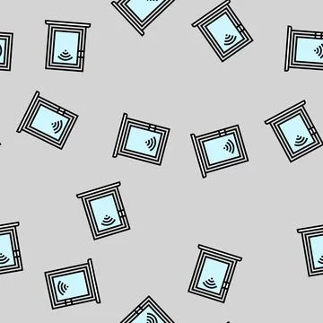 Smart window sensor home vector seamless pattern Illustrazione stock