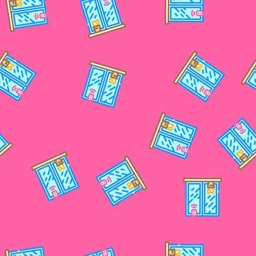 Smart window sensor home vector seamless pattern イラスト素材