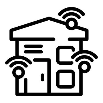 Smart wireless home icon outline vector. Voice control system Illustrazione stock