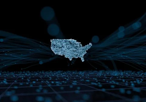 Smart wireless network smart technology data technology country map Stock Illustration