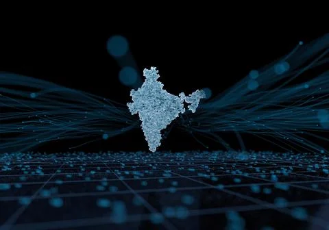 Smart wireless network smart technology data technology country map india Illustrazione stock