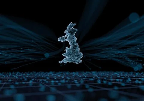 Smart wireless network smart technology data technology country map Stock Illustration