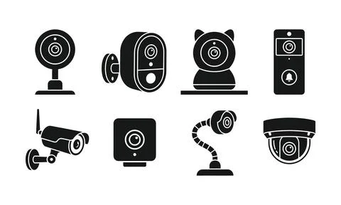 Smart wireless security cameras providing home surveillance and monitoring .. Stock-Illustration