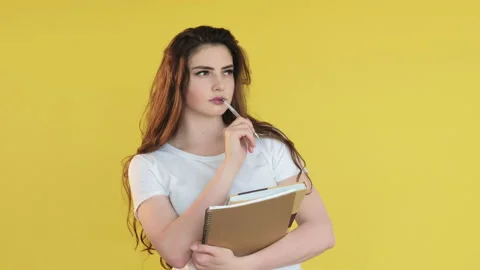 Smart woman portrait problem solution pensive Stock Footage 140821244