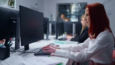 Smart Women Programmers And IT Professionals In Office, Young Female Workers Stock Footage 273981772