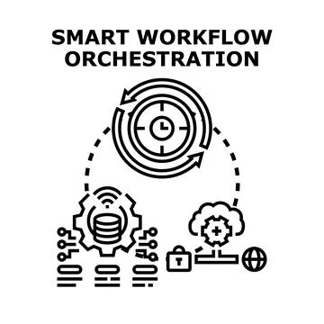 Smart workflow orchestration concept automating business processes 库存插图