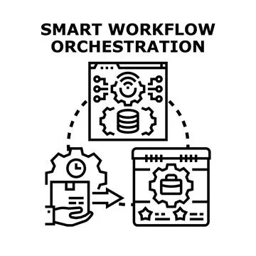 Smart workflow orchestration integrating business process automation Stock Illustration