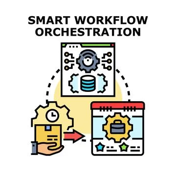 Smart workflow orchestration integrating business process automation Stock Illustration