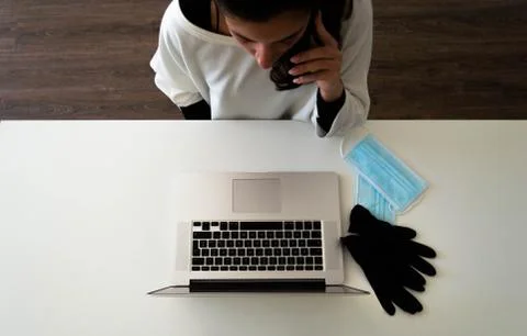 Smart working during the quarantine. Stock Photos