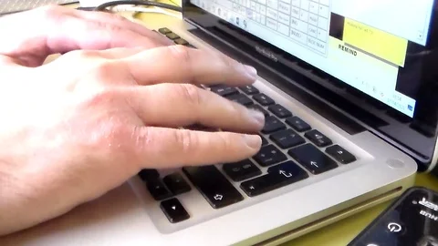 Smart Working At Home, Working From Home, Using Laptop Typing 库存影片 128564959
