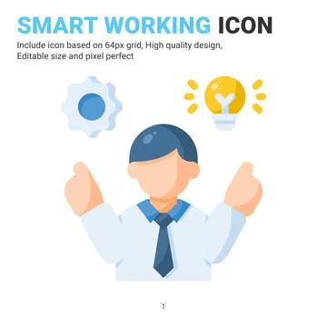 Smart working icon vector with flat color style isolated on white background Illustrazione stock