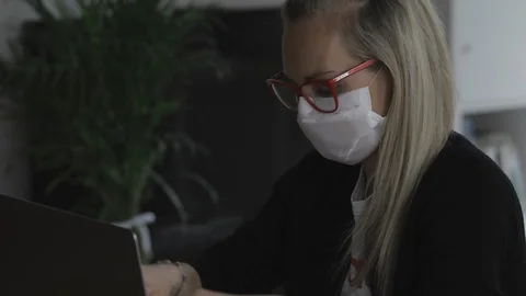 Smart working at laptop because the covid-19 Stock Footage