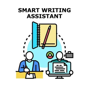 Smart writing assistance creating digital content with technology Stock Illustration