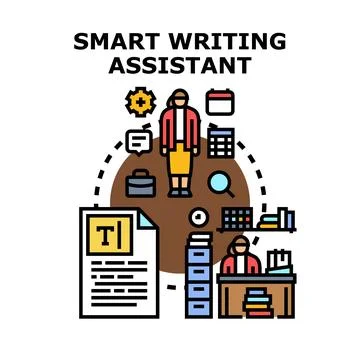 Smart writing assistant concept aiding content creation process Illustrazione stock