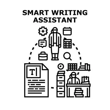 Smart writing assistant concept aiding content creation process Stock Illustration
