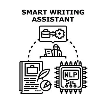 Smart writing assistant technology improving content creation process Illustrazione stock