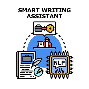Smart writing assistant technology improving content creation process Illustrazione stock