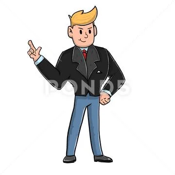 Smart young businessman standing and pointing something. Modello PSD